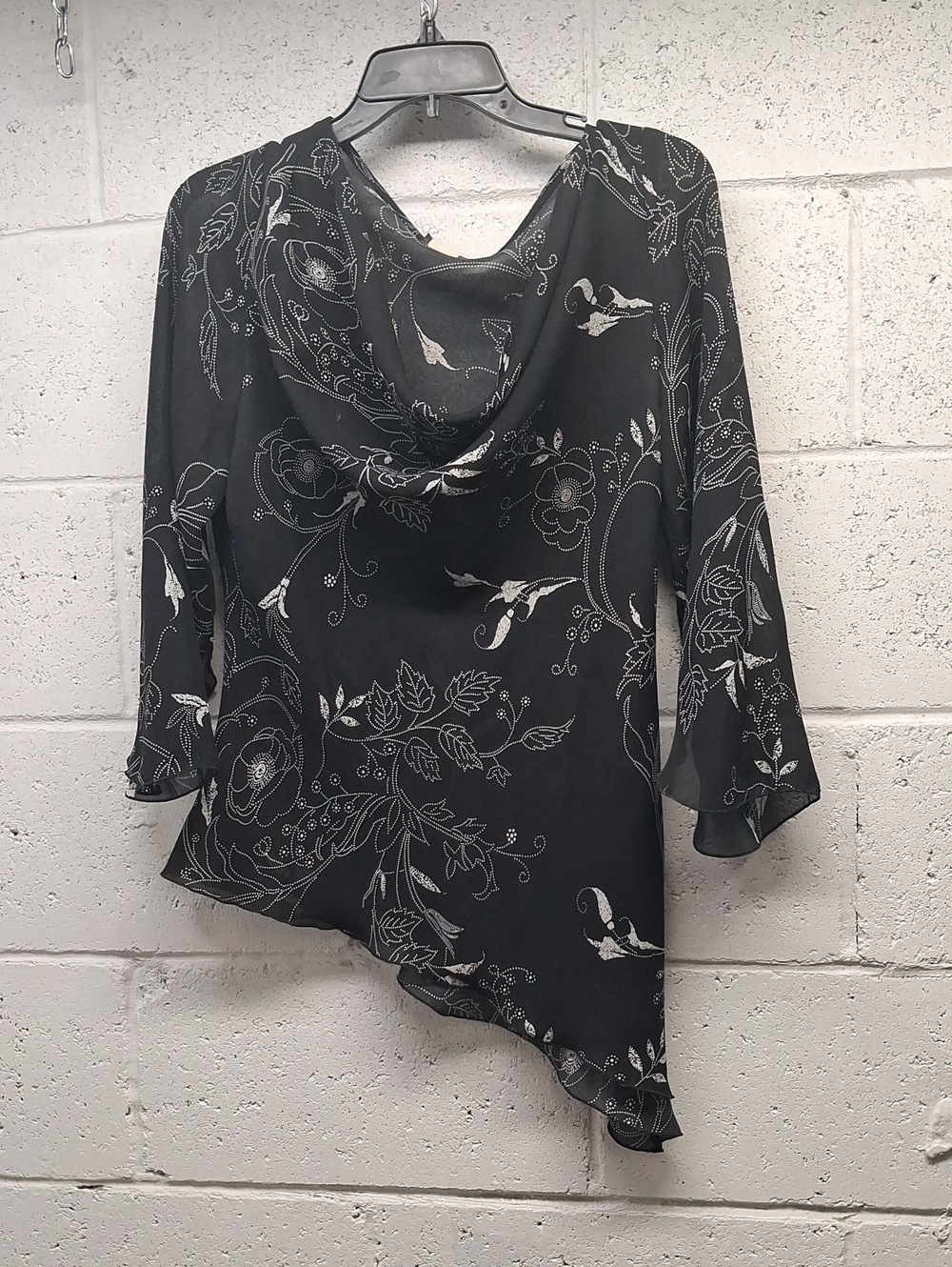 NWOT JBX Black Floral Asymmetric  Women's Top